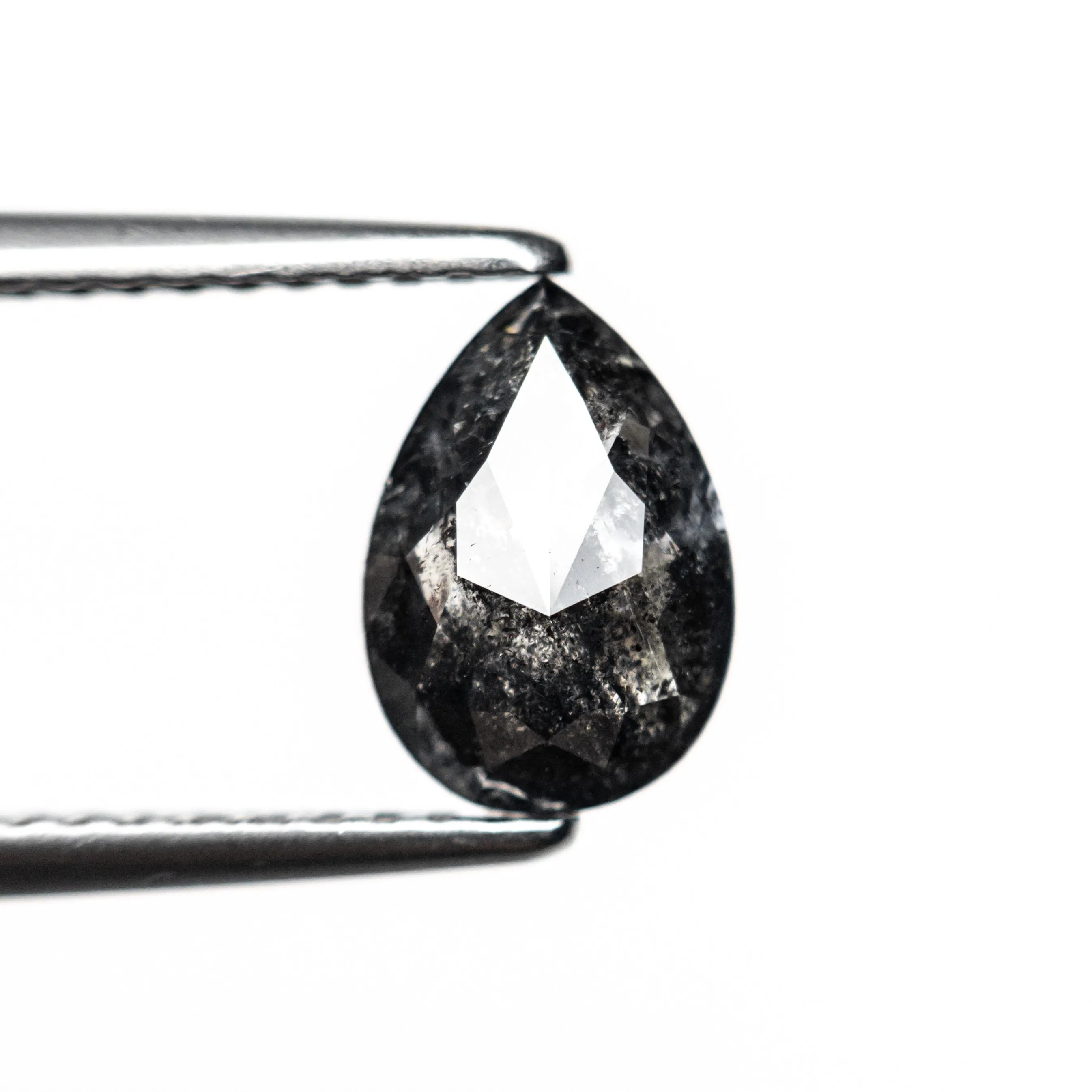 1.26 CARAT BLACK SPECKLED ROSE CUT PEAR DIAMOND