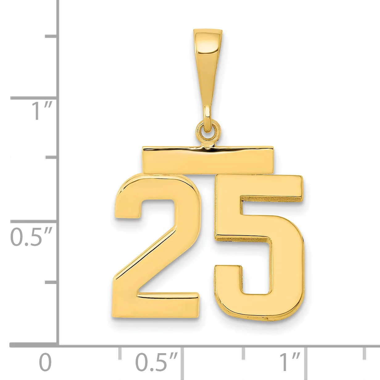 14k Yellow Gold Medium Polished Number 25 Charm