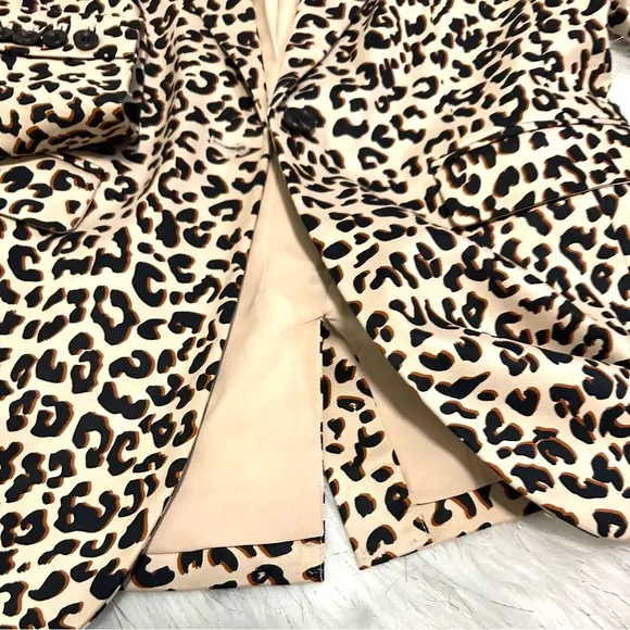 1901 Leopard Print One Button Blazer Jacket NEW