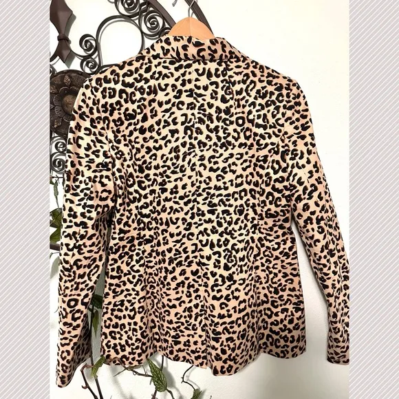 1901 Leopard Print One Button Blazer Jacket NEW