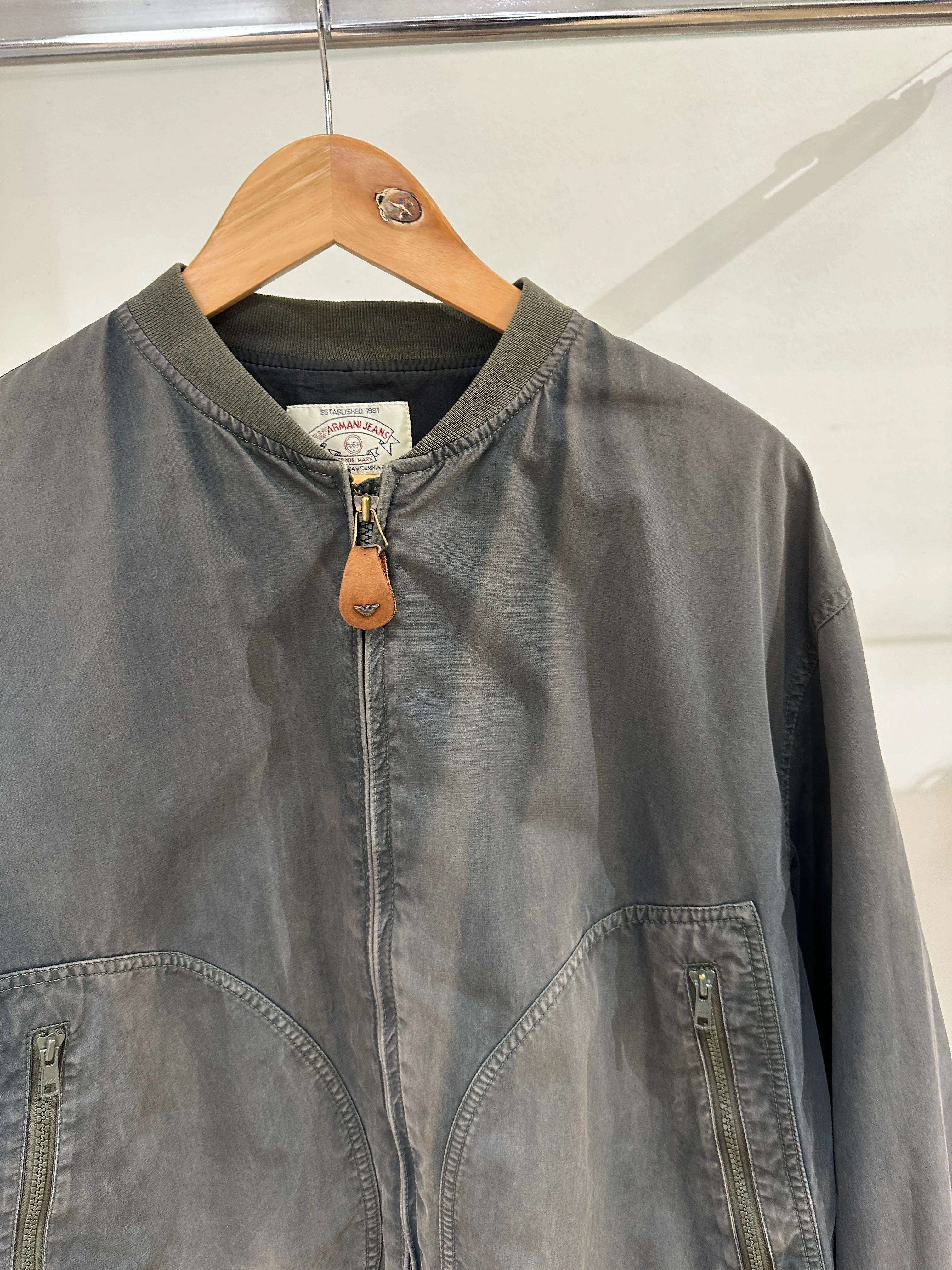 1990s Armani Jeans sun faded bomber jacket