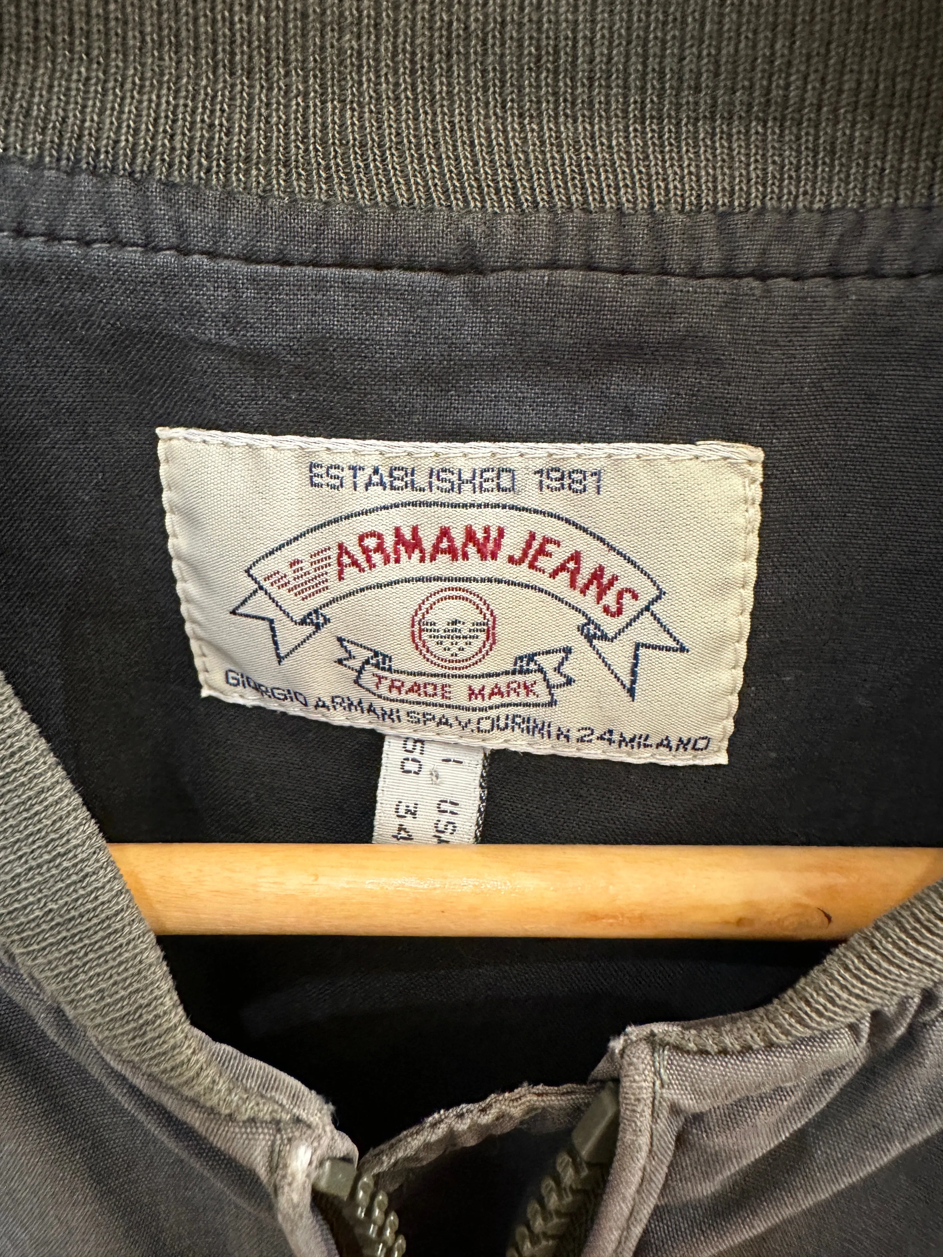 1990s Armani Jeans sun faded bomber jacket