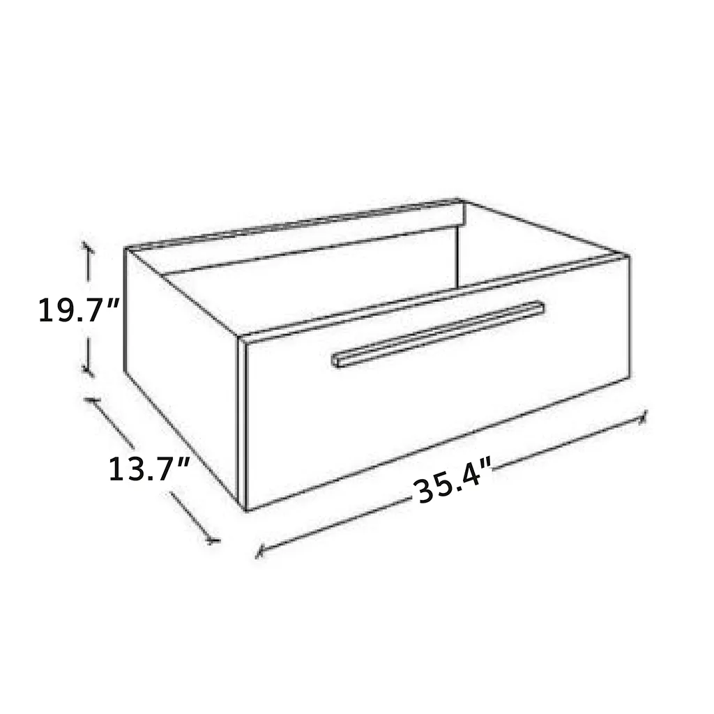 Acqua Slim 1 Drawer Cabinet Only - Wall Mount - 36" Glass/White Glass
