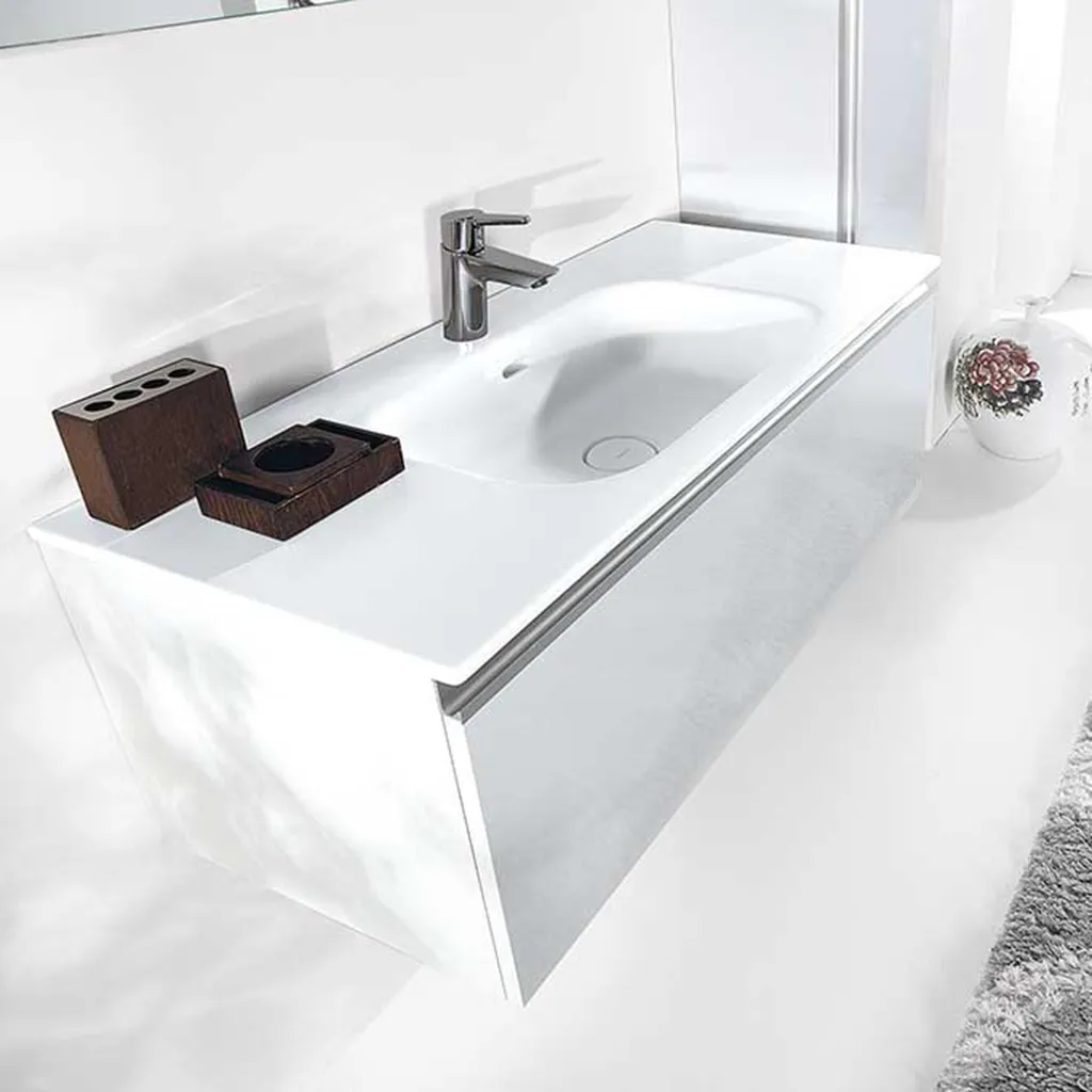 Acqua Slim 1 Drawer Cabinet Only - Wall Mount - 36" Glass/White Glass