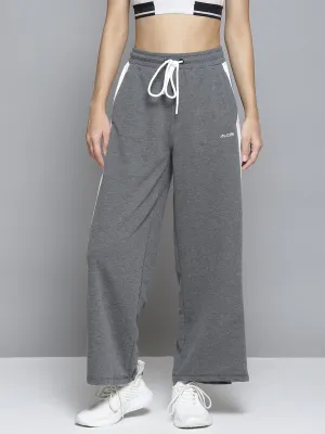 Alcis Women Grey & White Striped Relaxed Fit Joggers