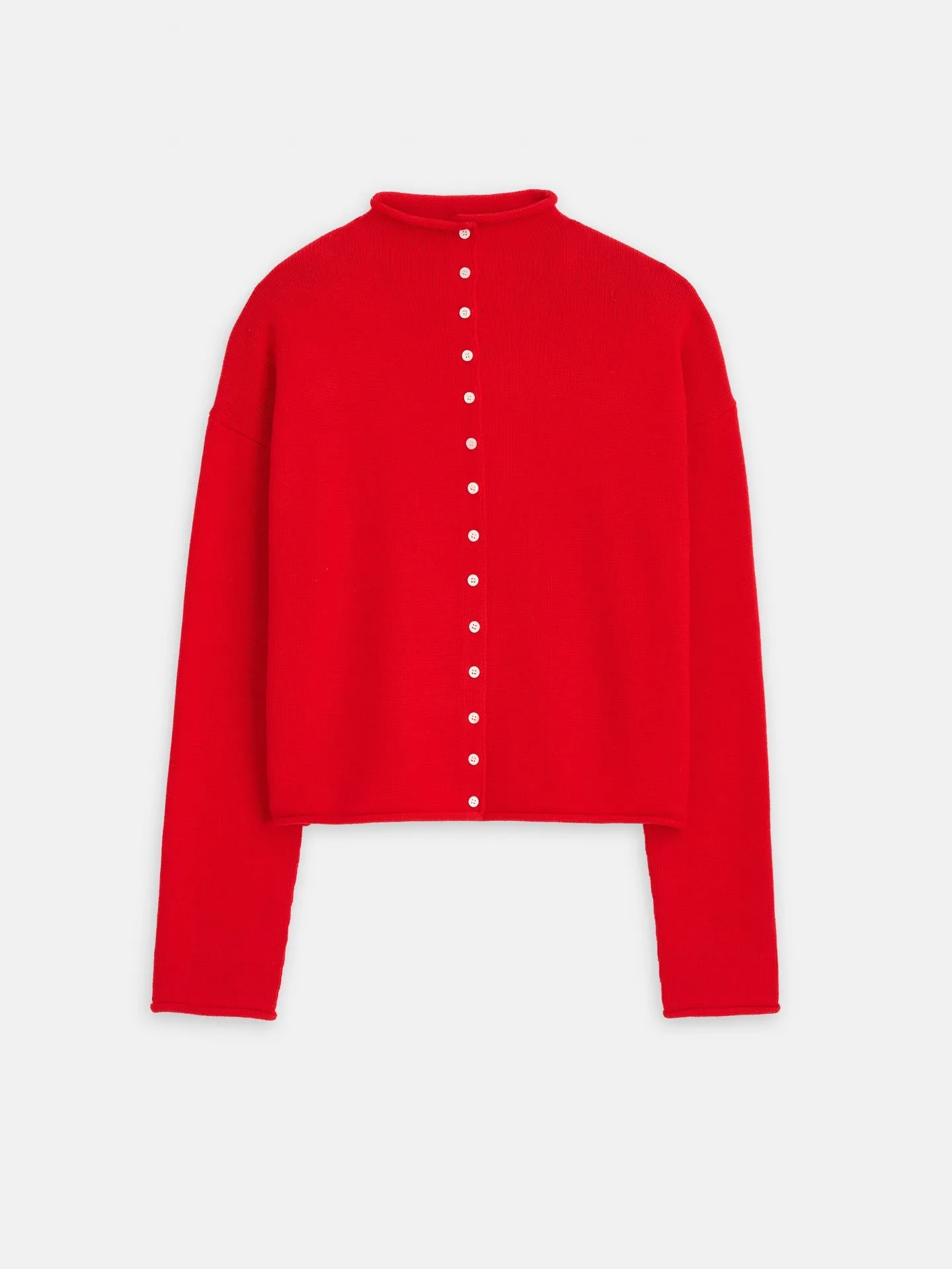 Alex Mill - Taylor Rollneck Cardigan in Cotton Cashmere Fire Red