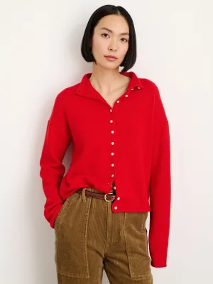 Alex Mill - Taylor Rollneck Cardigan in Cotton Cashmere Fire Red