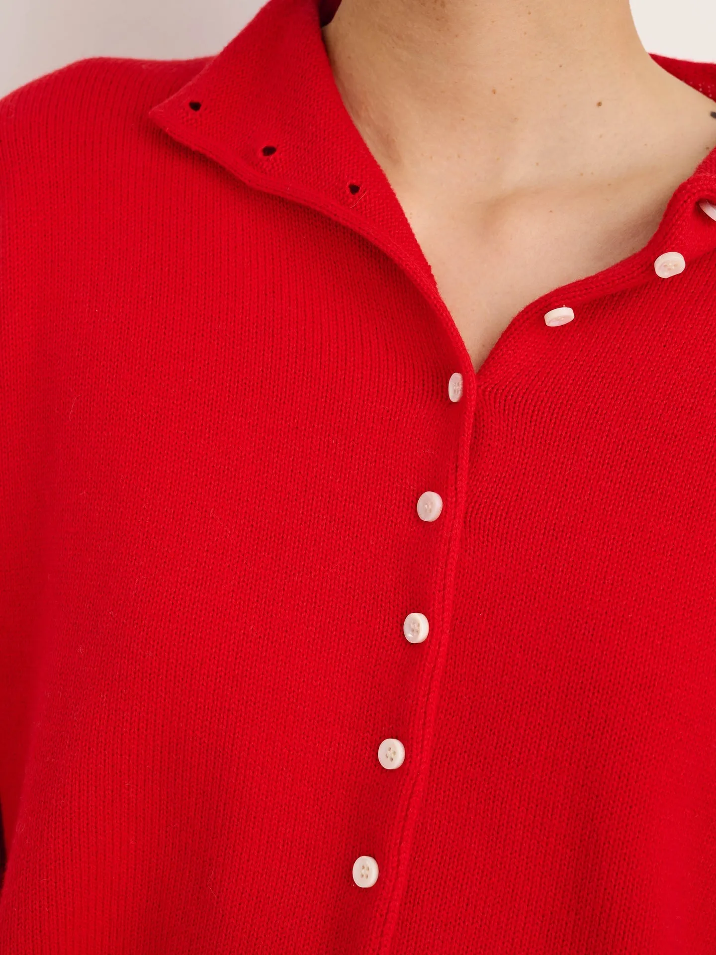 Alex Mill - Taylor Rollneck Cardigan in Cotton Cashmere Fire Red