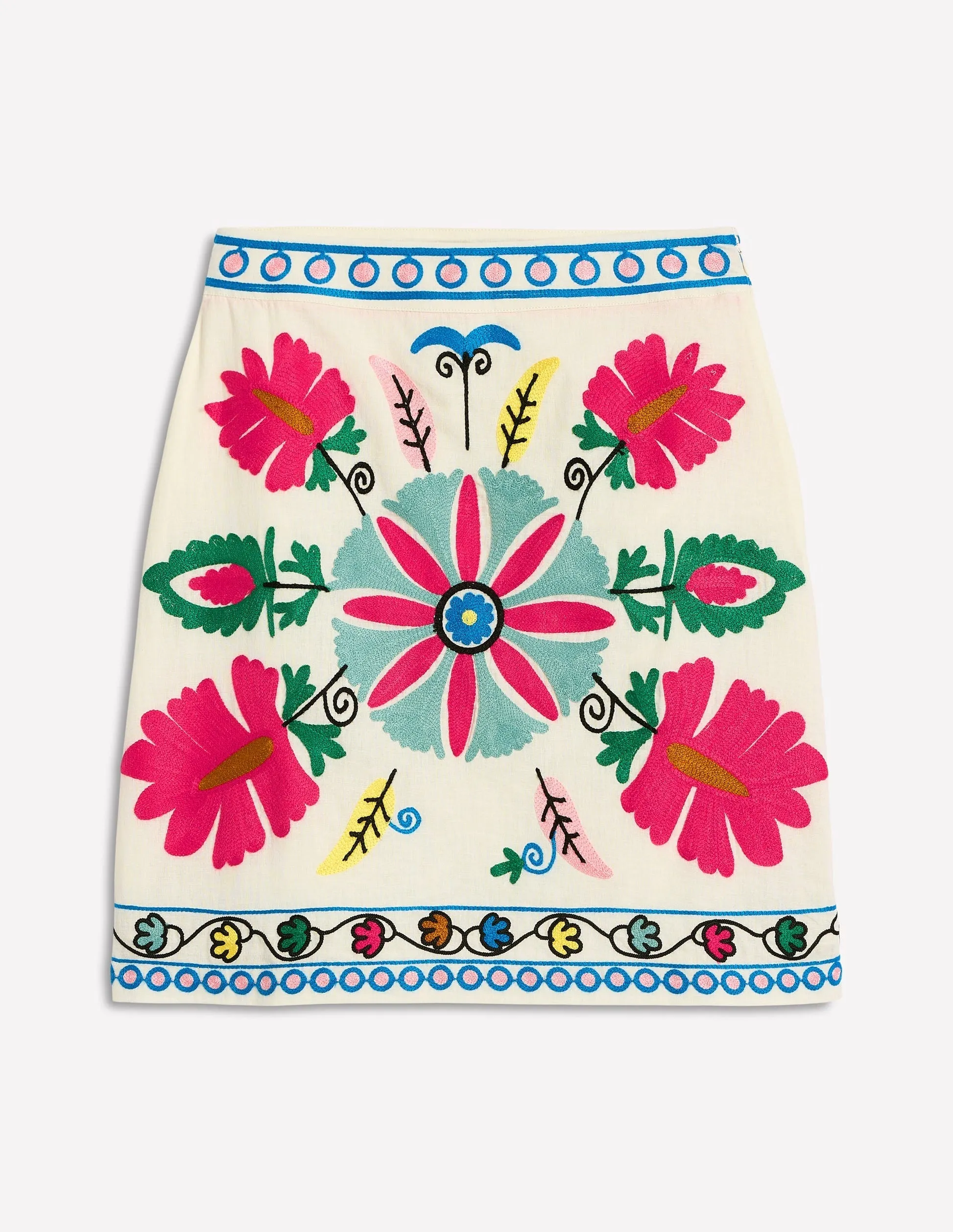 Aline Embroidered Linen Skirt