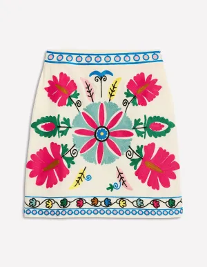 Aline Embroidered Linen Skirt
