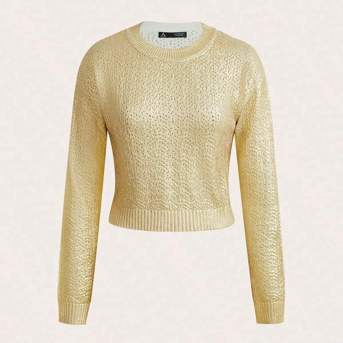 Anewsta Women's Solid Color Crew Neck Long Sleeve Casual Sweater