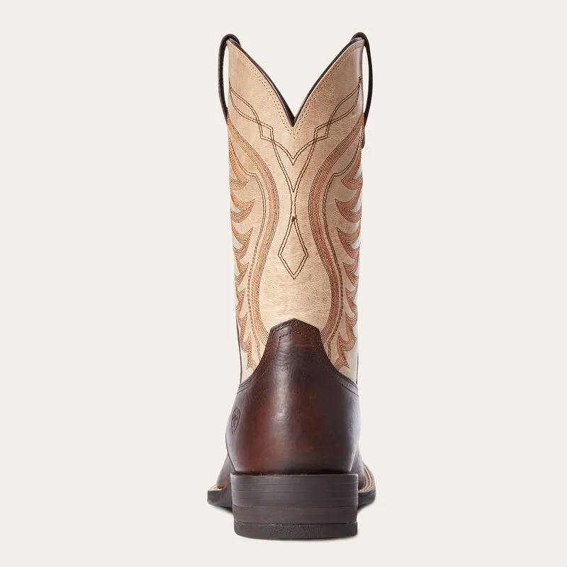 ARIAT Mens Amos Wide Square Toe Western Boot Barley Brown