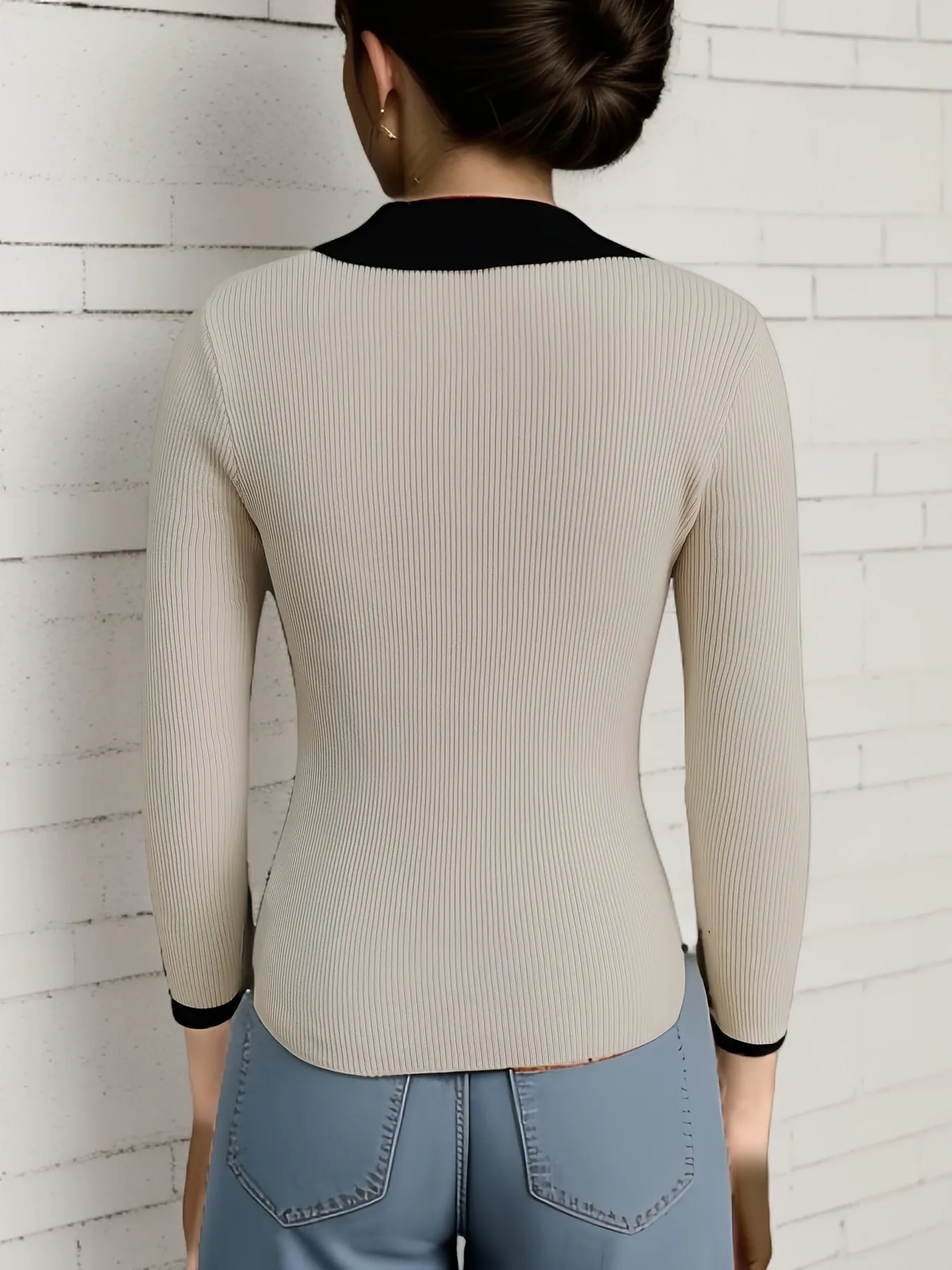 Ashira | Ribbed Collar Sweater