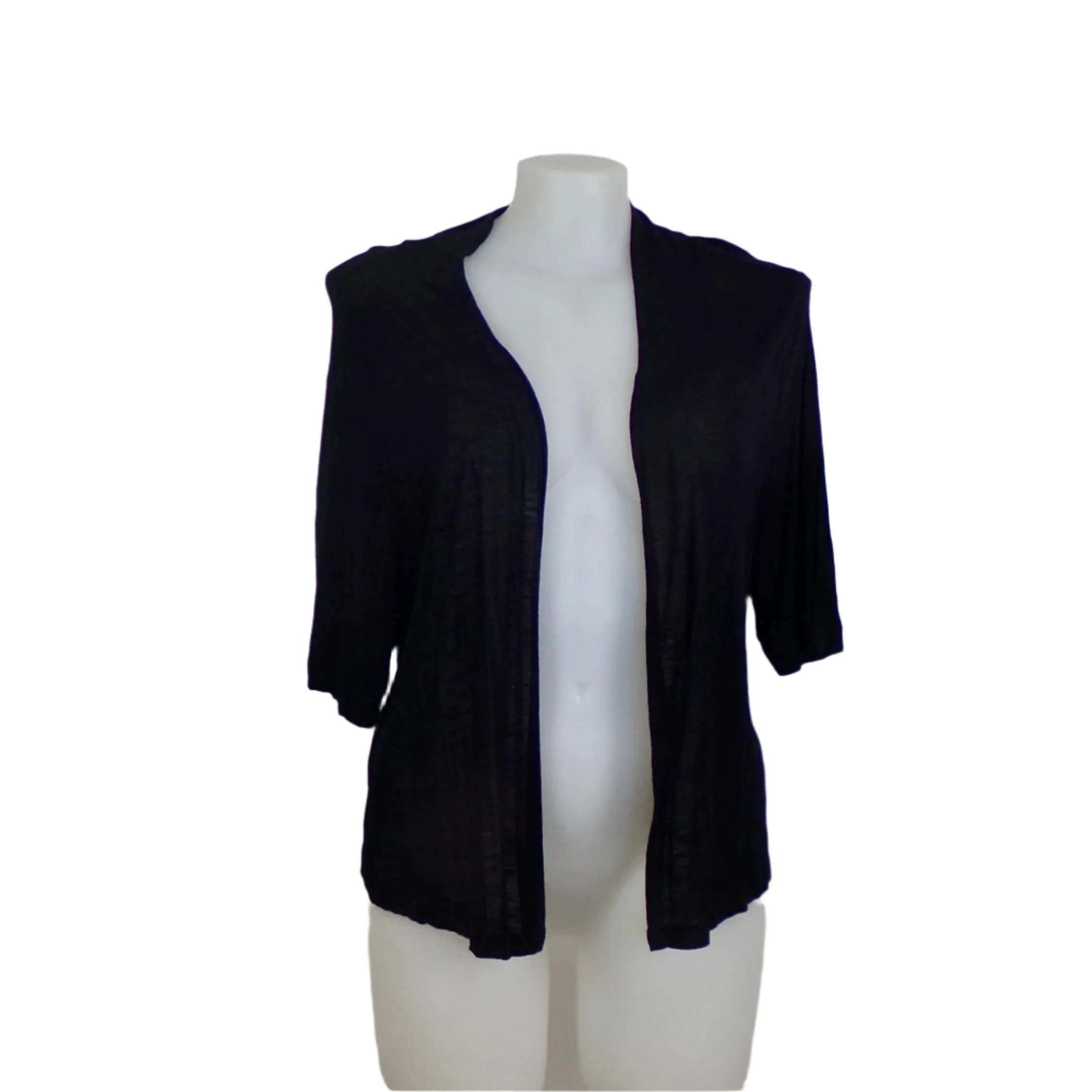 Autograph Black Open Layering Cardigan with Draped Front Size 22