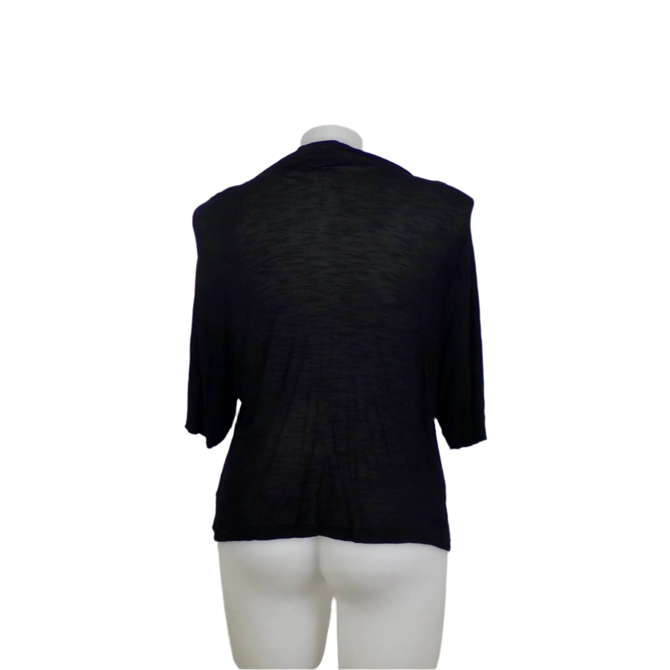 Autograph Black Open Layering Cardigan with Draped Front Size 22