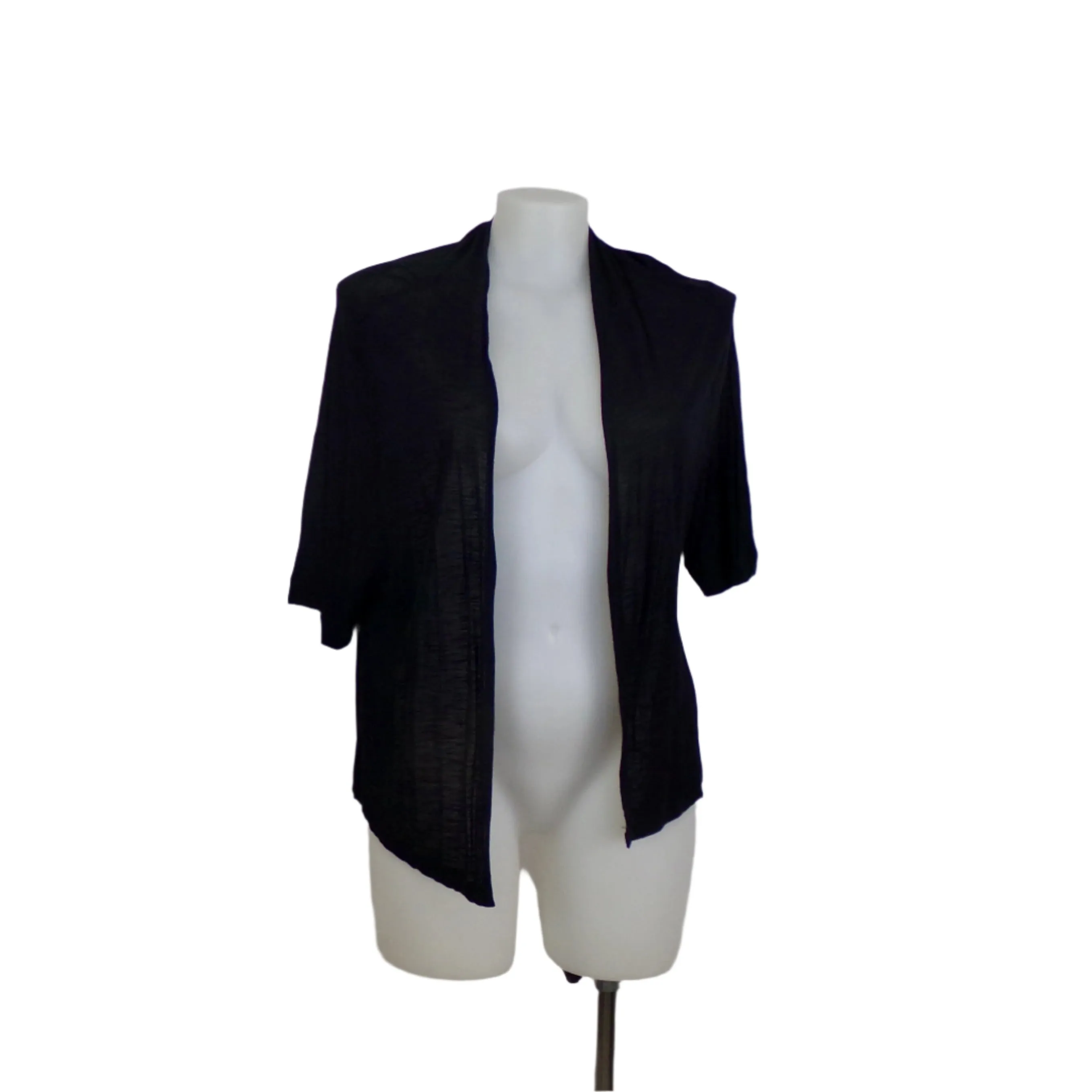 Autograph Black Open Layering Cardigan with Draped Front Size 22