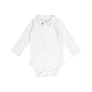 Baby Boys White Cotton Bodysuit