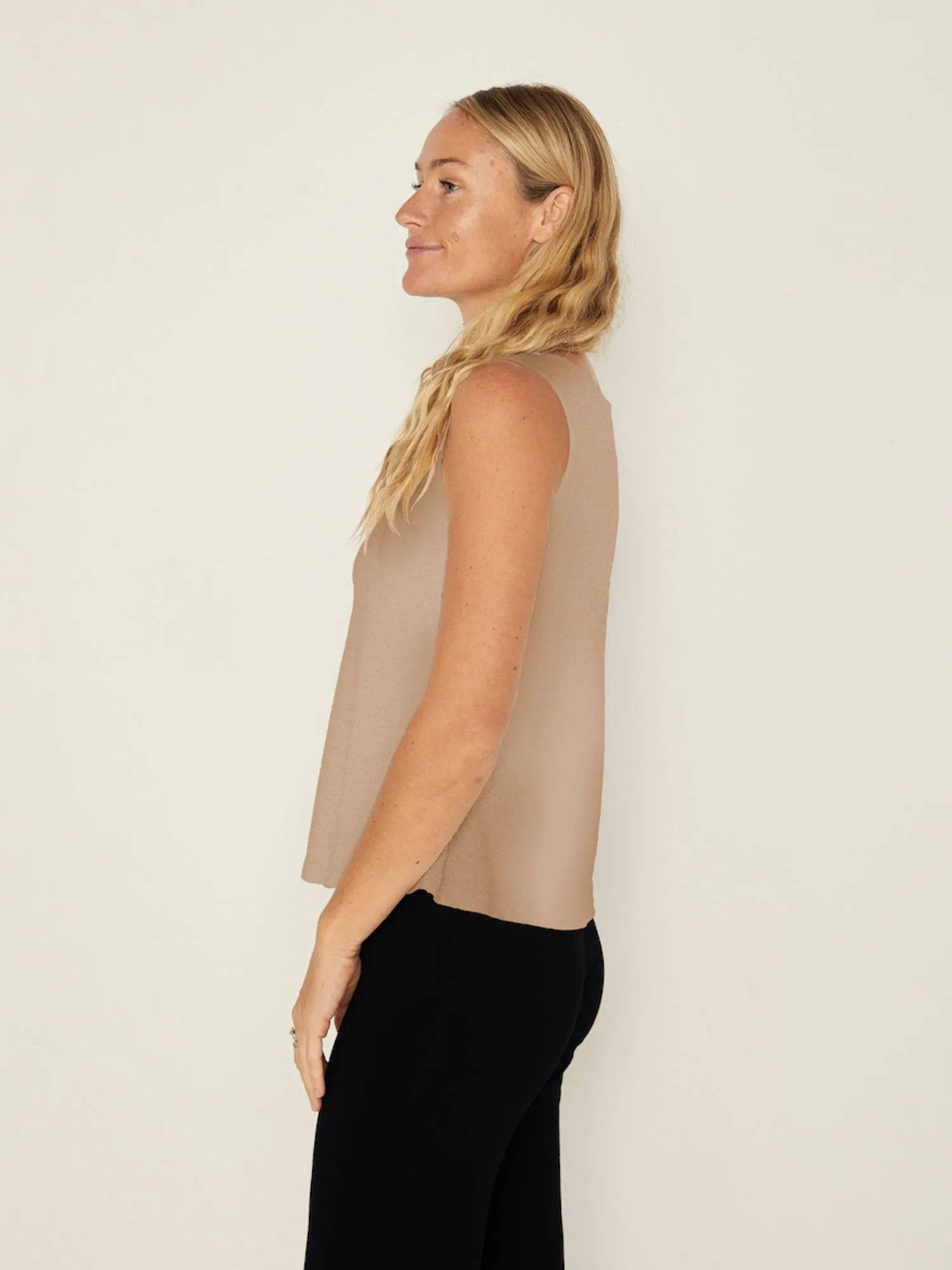Bamboo Boat Neck Singlet - Caramel