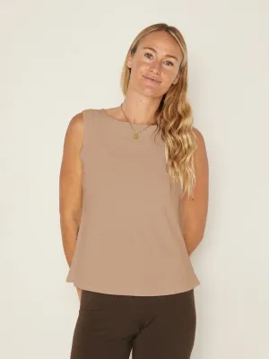 Bamboo Boat Neck Singlet - Caramel