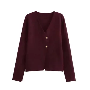 BB™ | Vintage Golden Button V-Neck Sweater
