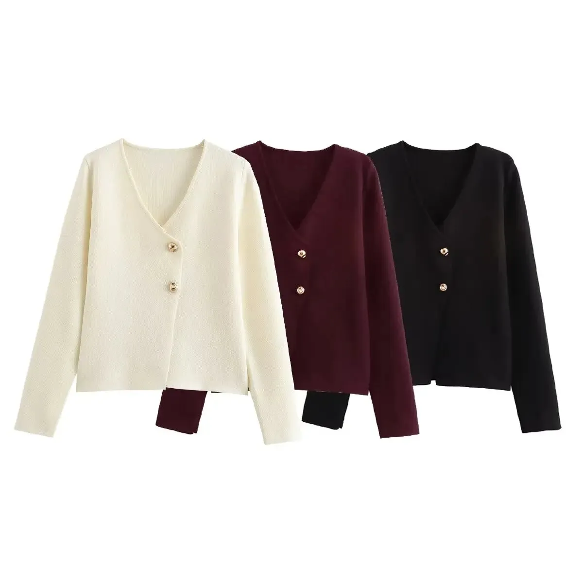 BB™ | Vintage Golden Button V-Neck Sweater
