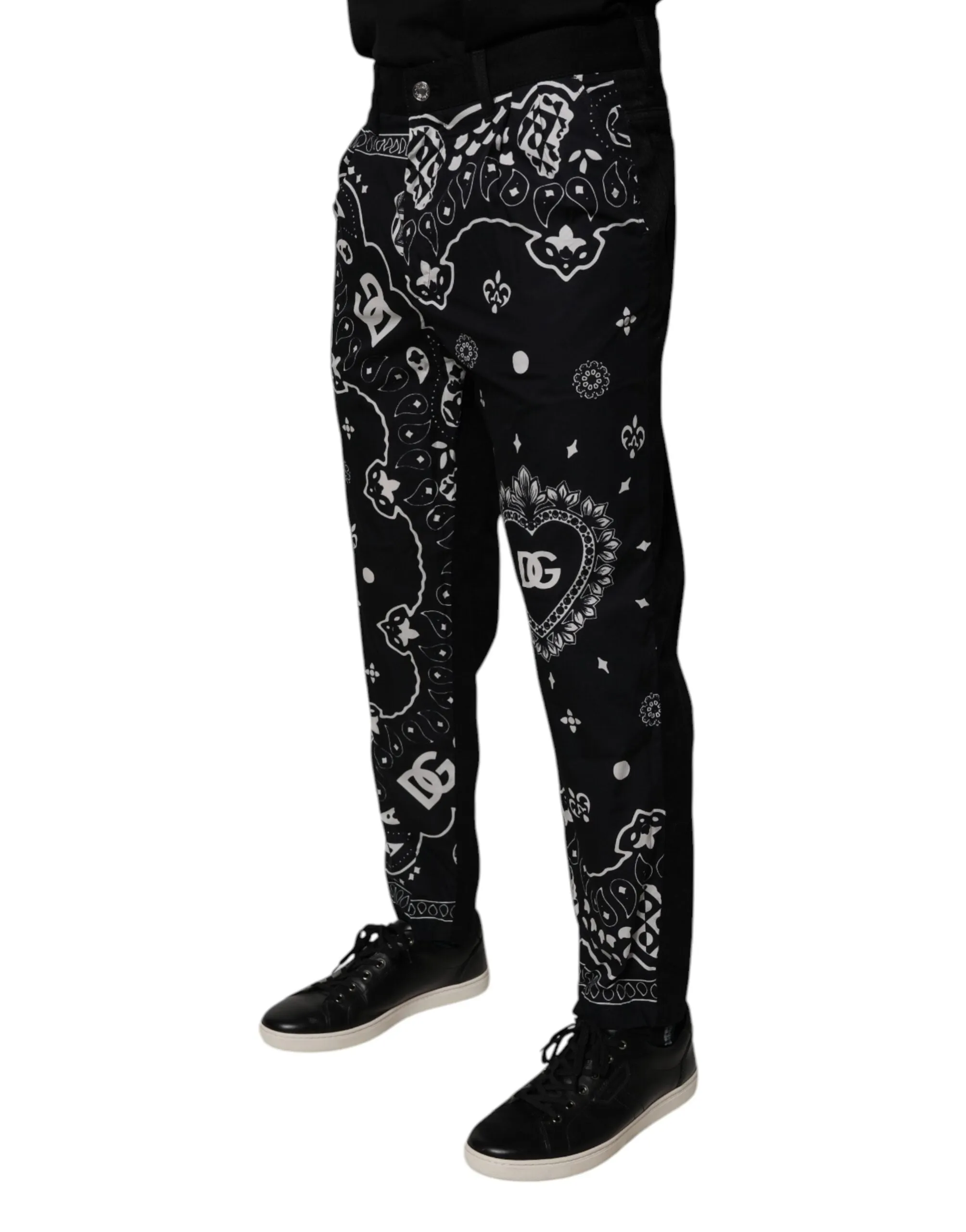 Black Logo Bandana Cotton Loose Denim Jeans