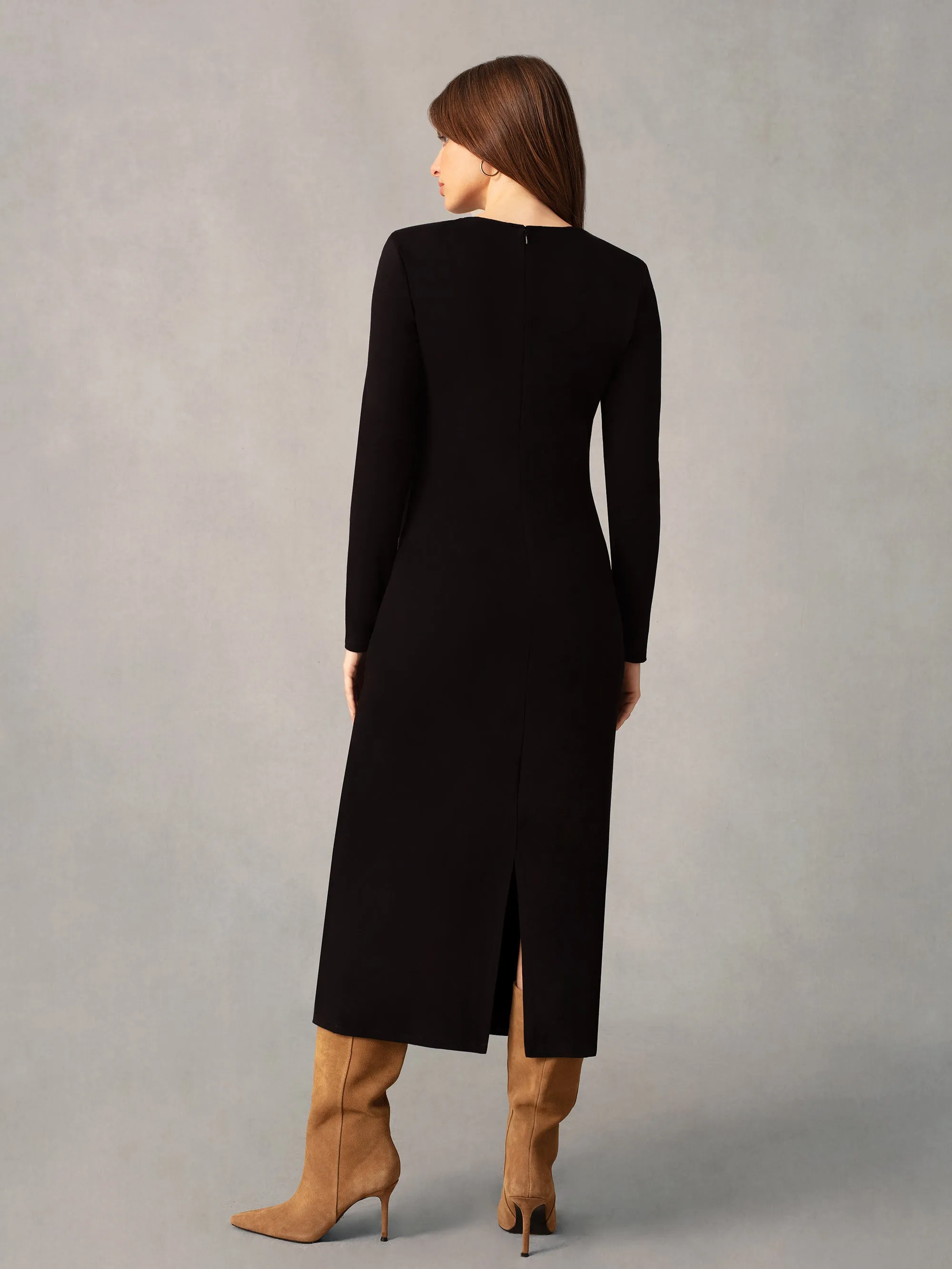 Black Twist Detail Jersey Dress