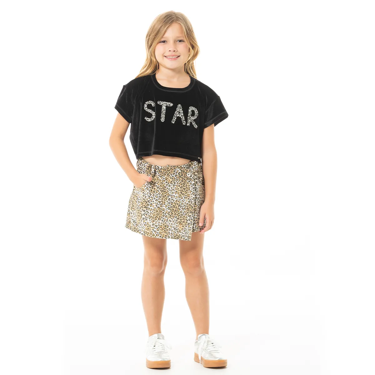 BLACK VELVET T-SHIRT FOR GIRLS