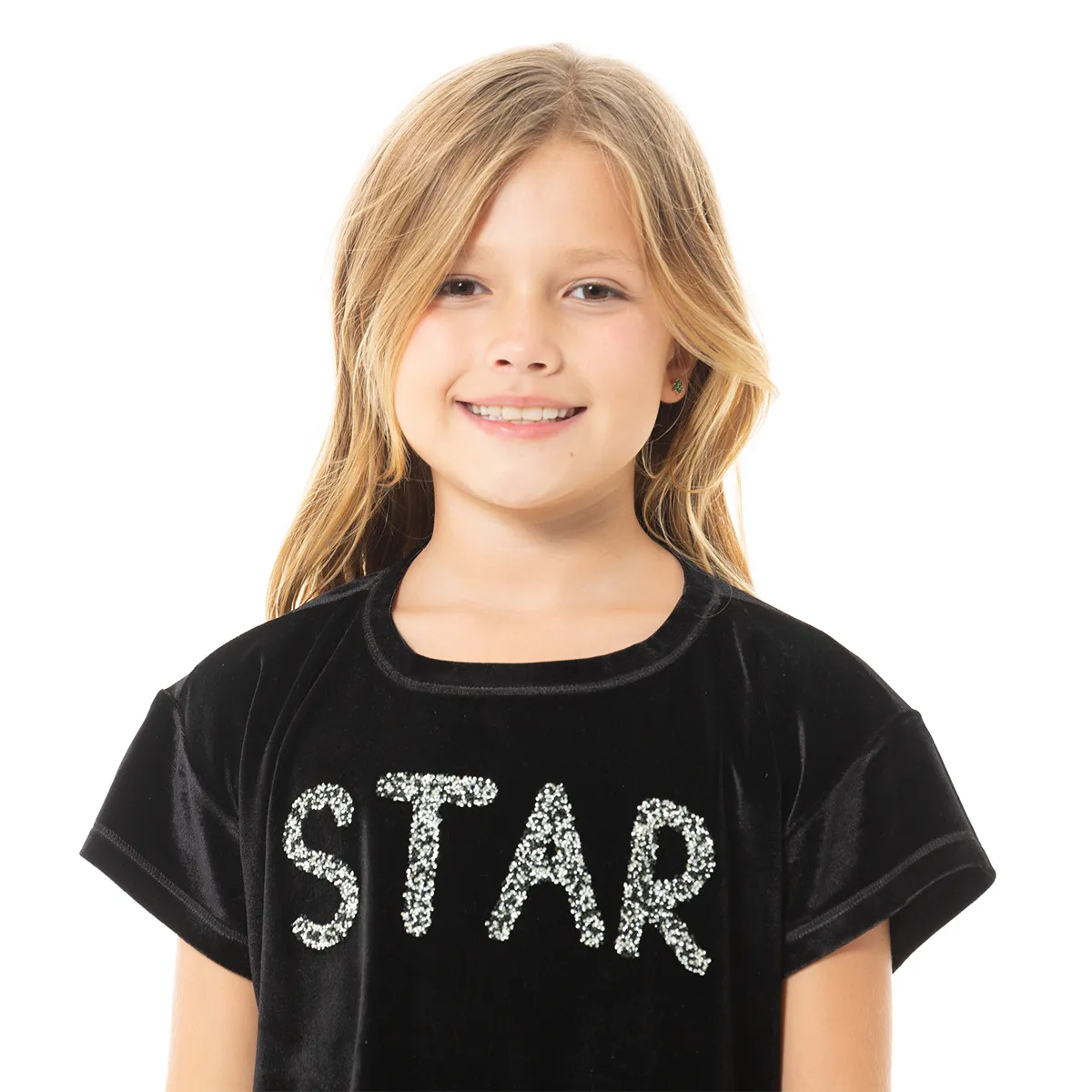 BLACK VELVET T-SHIRT FOR GIRLS