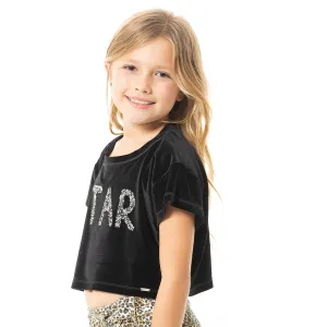 BLACK VELVET T-SHIRT FOR GIRLS