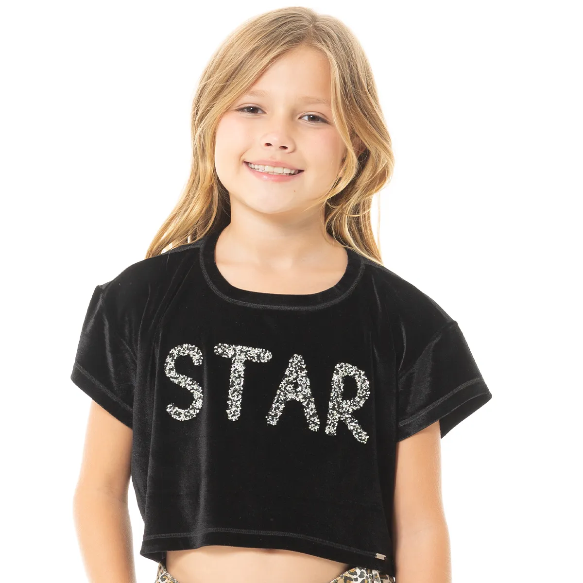 BLACK VELVET T-SHIRT FOR GIRLS