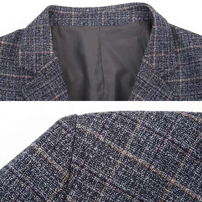 Blazer vintage décontracté à carreaux pour homme