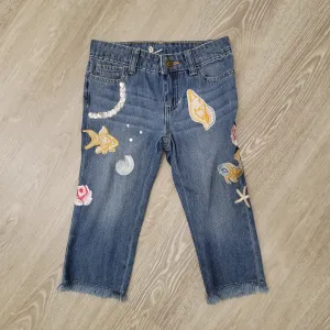 Blu & Blue Seashells Embroidered Jeans