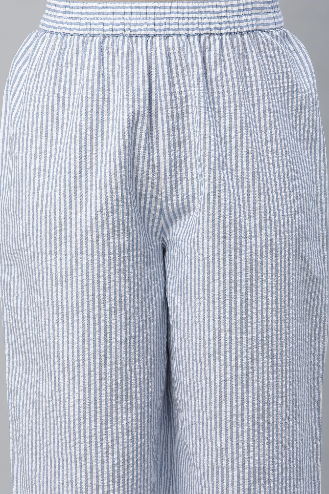 Blue Checker Seer Sucker Kurta & Palazzo Co-ord Set