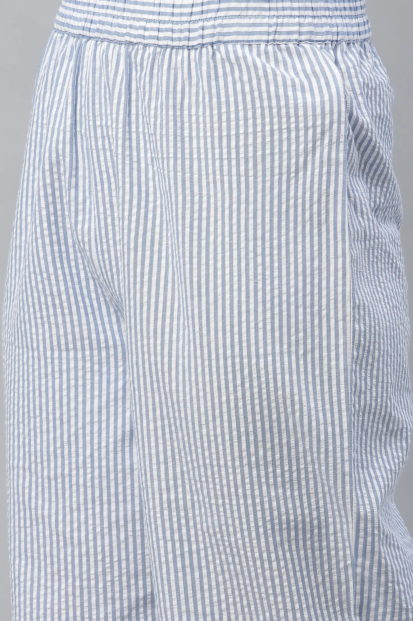 Blue Checker Seer Sucker Kurta & Palazzo Co-ord Set