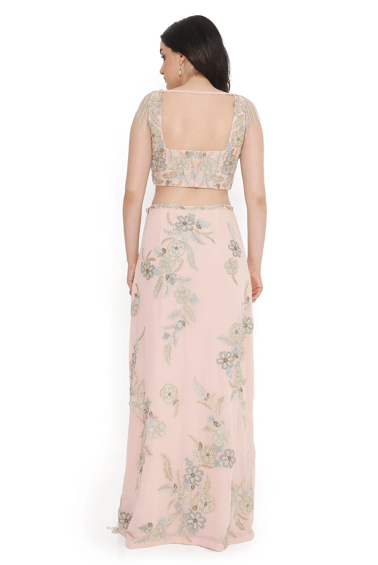 Blush Pink Embroidered Choli With Embroidered Skirt