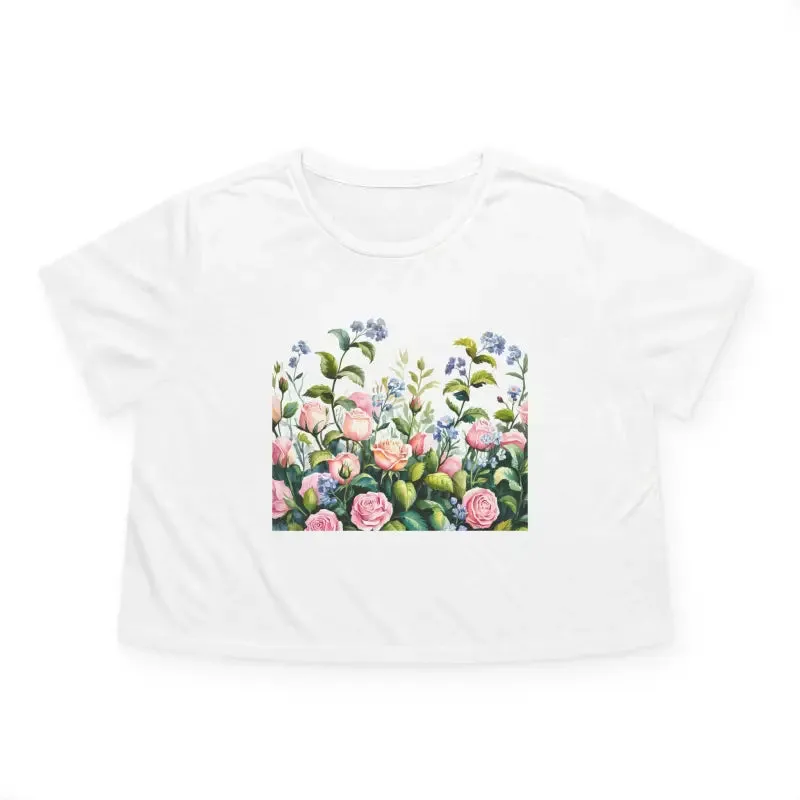 Bright Summer Flowy Cropped Tee for Garden Lovers