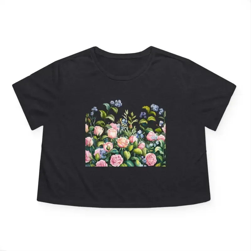 Bright Summer Flowy Cropped Tee for Garden Lovers