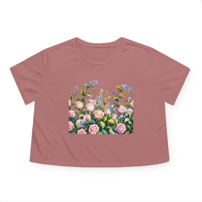 Bright Summer Flowy Cropped Tee for Garden Lovers