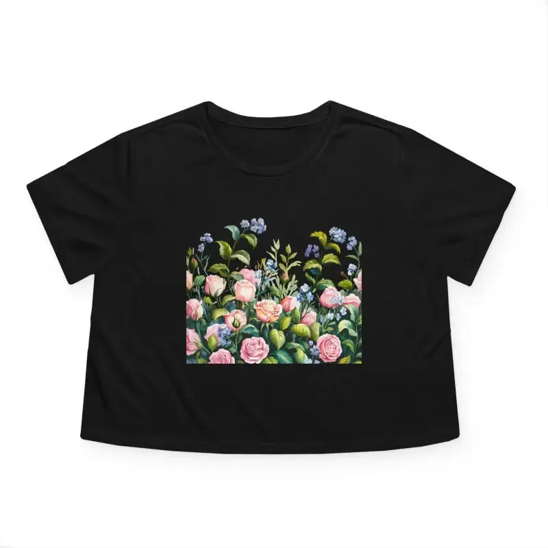 Bright Summer Flowy Cropped Tee for Garden Lovers