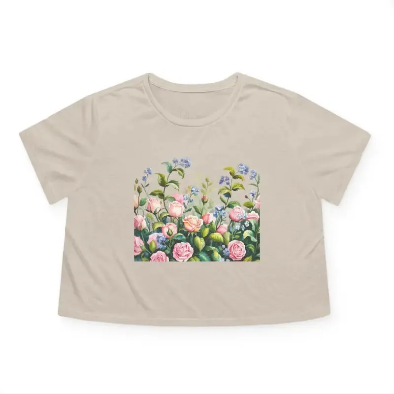 Bright Summer Flowy Cropped Tee for Garden Lovers