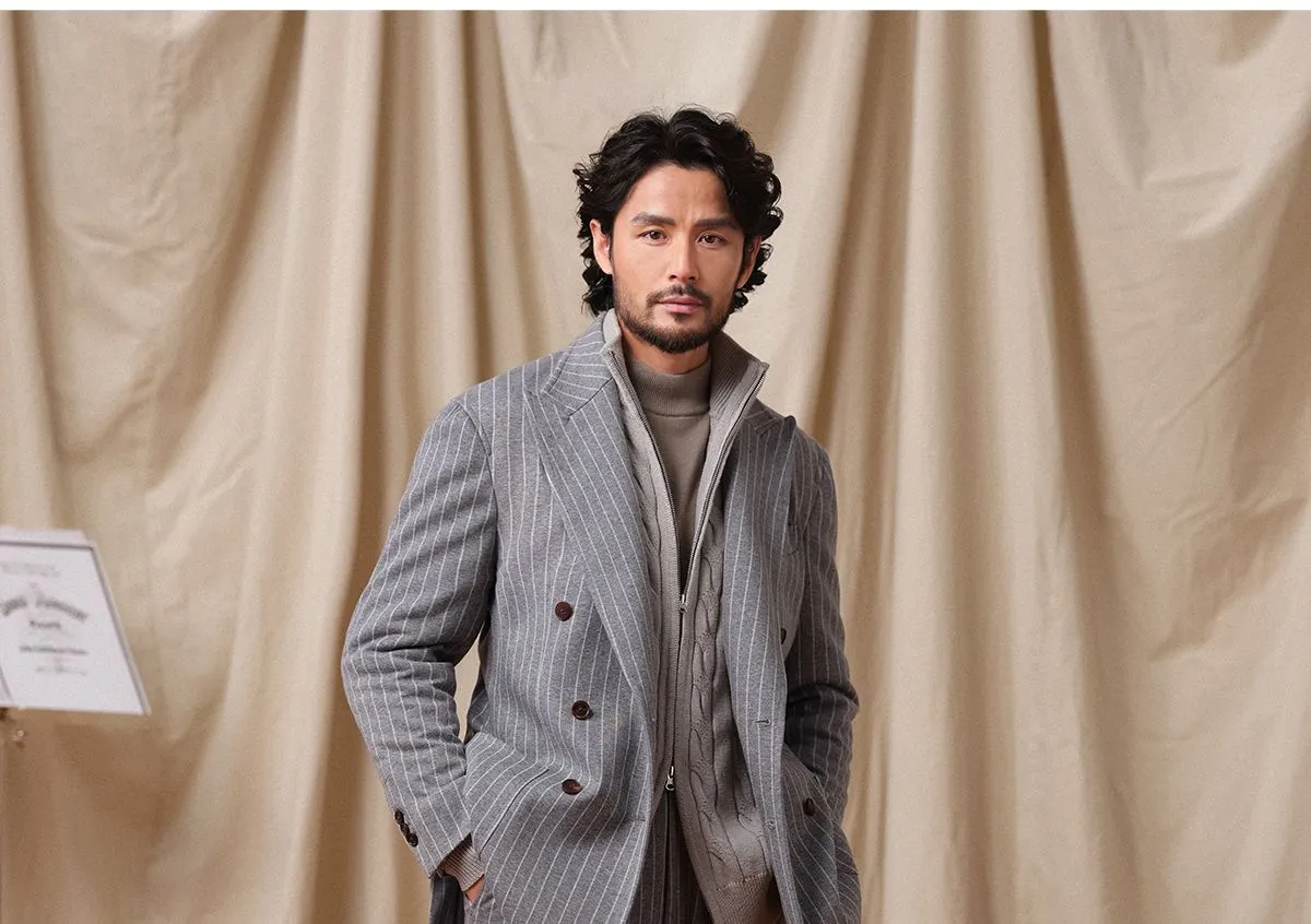 Cable-Knit Zip-Up Cardigan