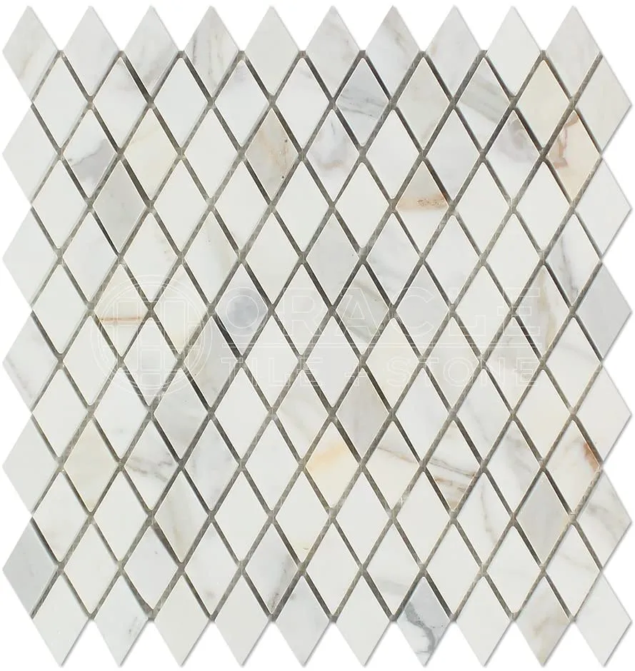 Calacatta Gold (Italian Calcutta) Marble Diamond - Rhomboid Mosaic Tile, Polished