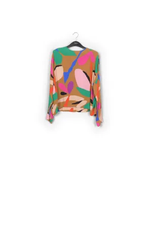 Camel graphic-print top