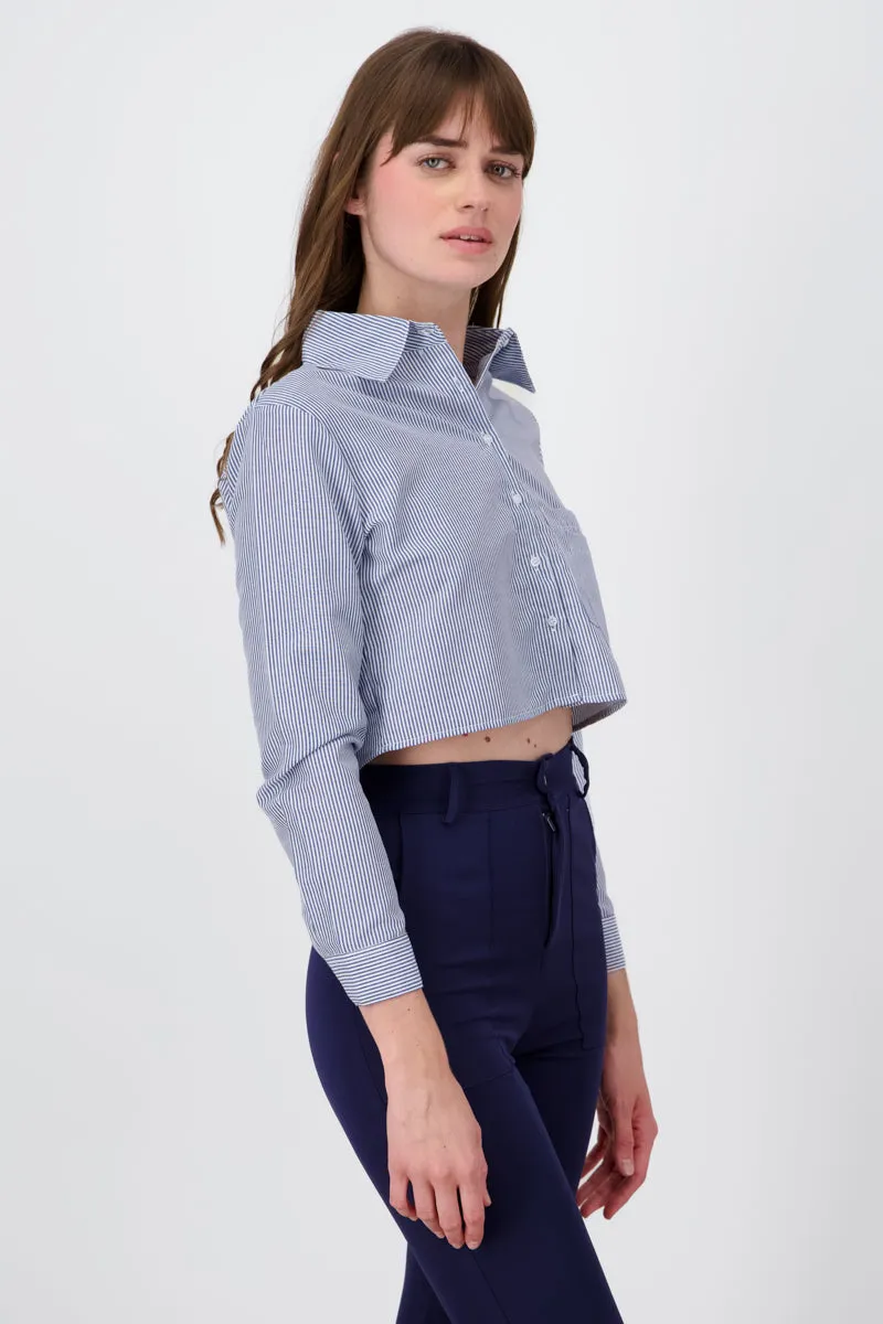 Camisa Crop Doble Bolsillo