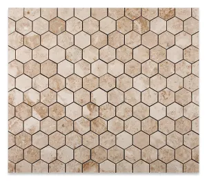 Cappuccino Marble 2" Hexagon Polished Mosaic Tile - Box of 5 Sheets