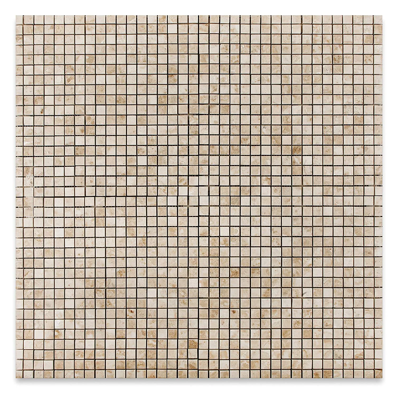 Cappuccino Marble 5/8 X 5/8 Polished Mosaic Tile - 6" X 6" Sample