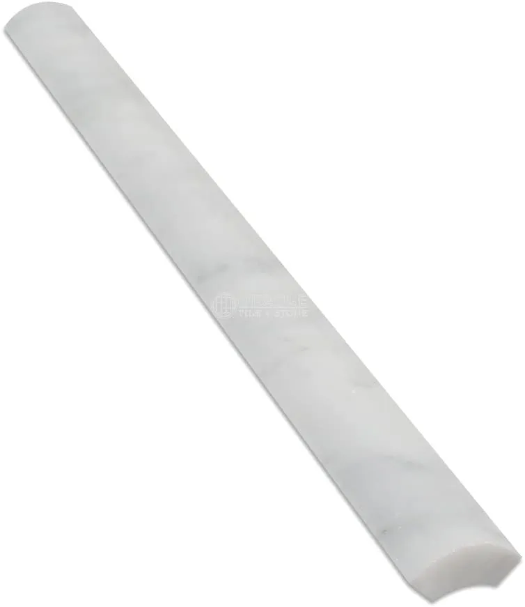 Carrara White Italian (Bianco Carrara) Marble 1 X 12 Quarter-Round Trim Molding, Polished