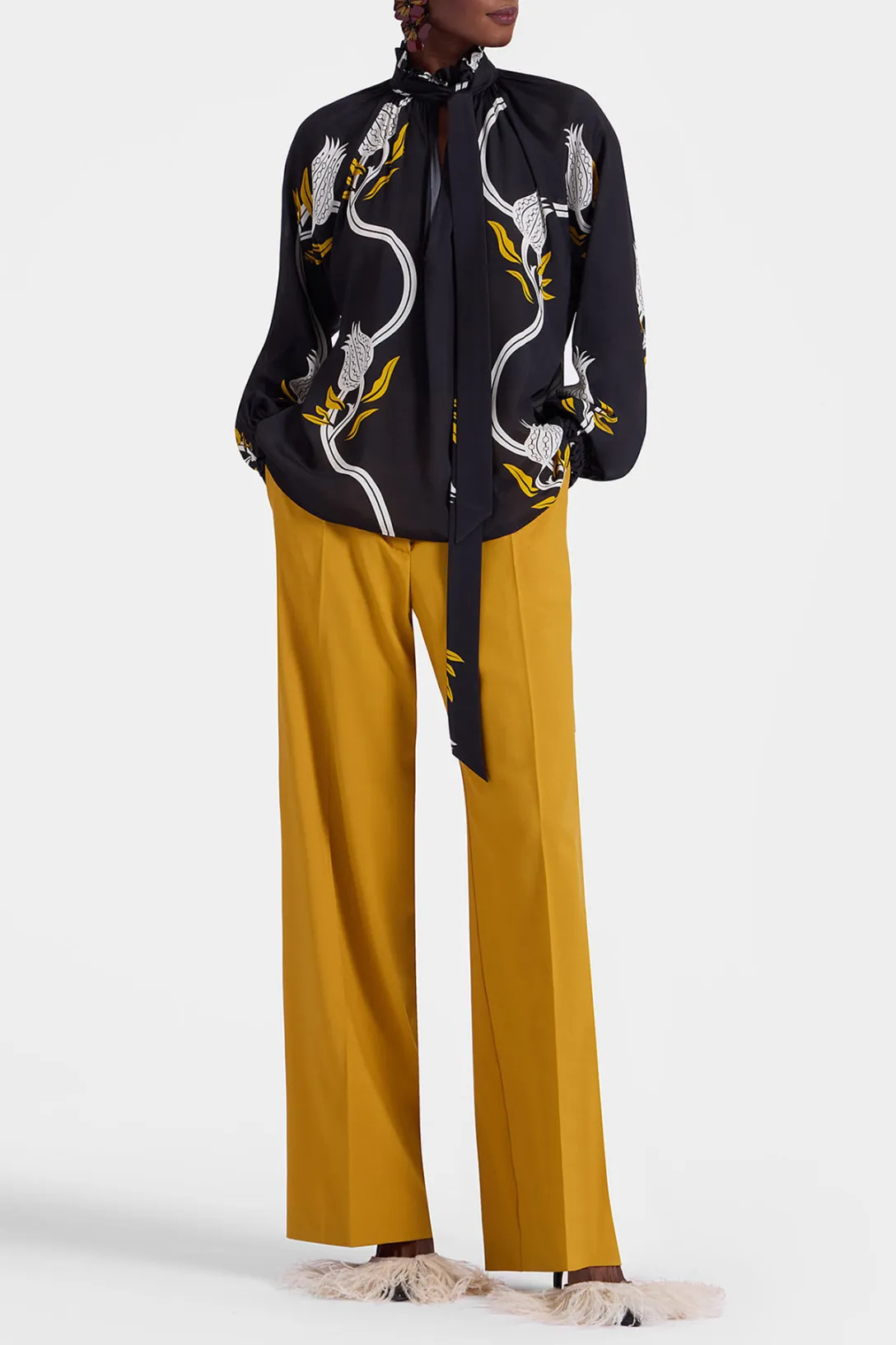 Cerere Blouse | Melograno Black & White in Crepe Marocain