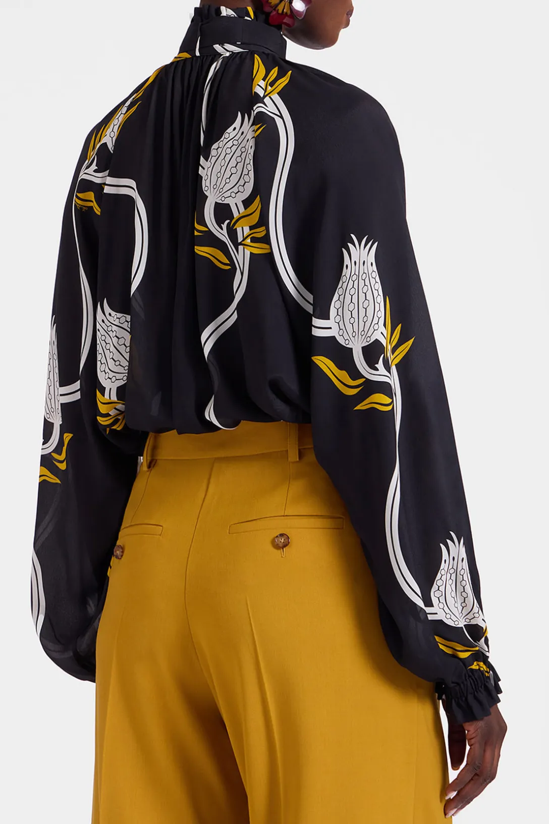 Cerere Blouse | Melograno Black & White in Crepe Marocain